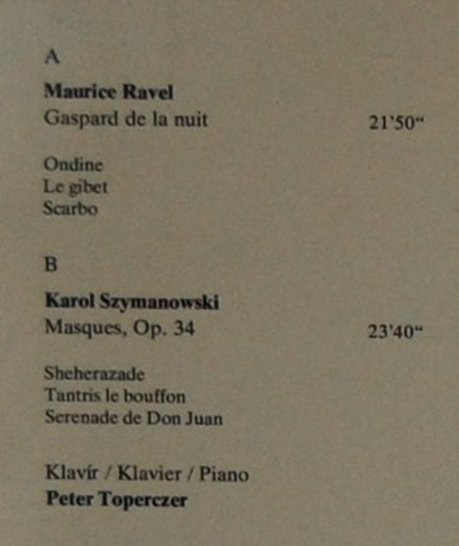 Maurice Ravel, Karol Szymanowski, Toperczer Peter 
